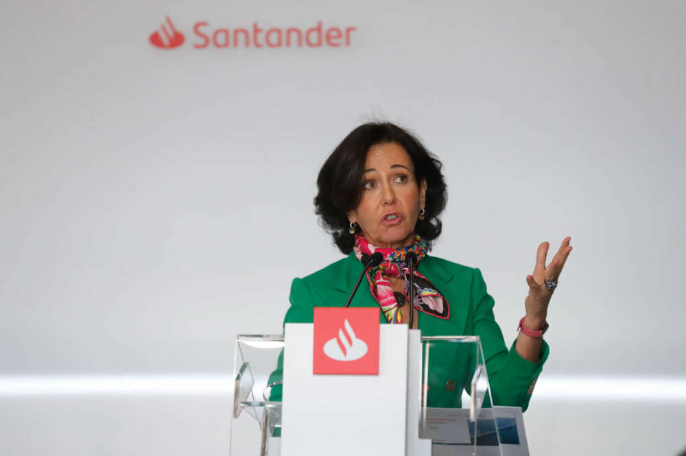 MADRID, 02/02/2023.- La presidenta del Banco Santander, Ana Botín, anuncia los resultados del año 2022, este jueves en Madrid. EFE/ Juan Carlos Hidalgo