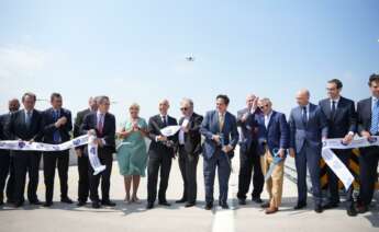 El presidente de Ferrovial, Rafael del Pino y el consejero delegado, Ignacio Madridejos inauguran el tercer tramo del proyecto NTE 35W en Fort Worth (Texas). Foto: Twitter @ferrovial