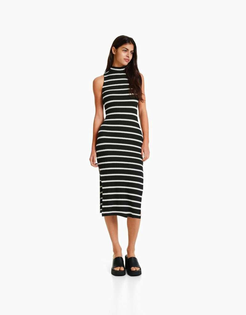 Vestido a rayas de Bershka