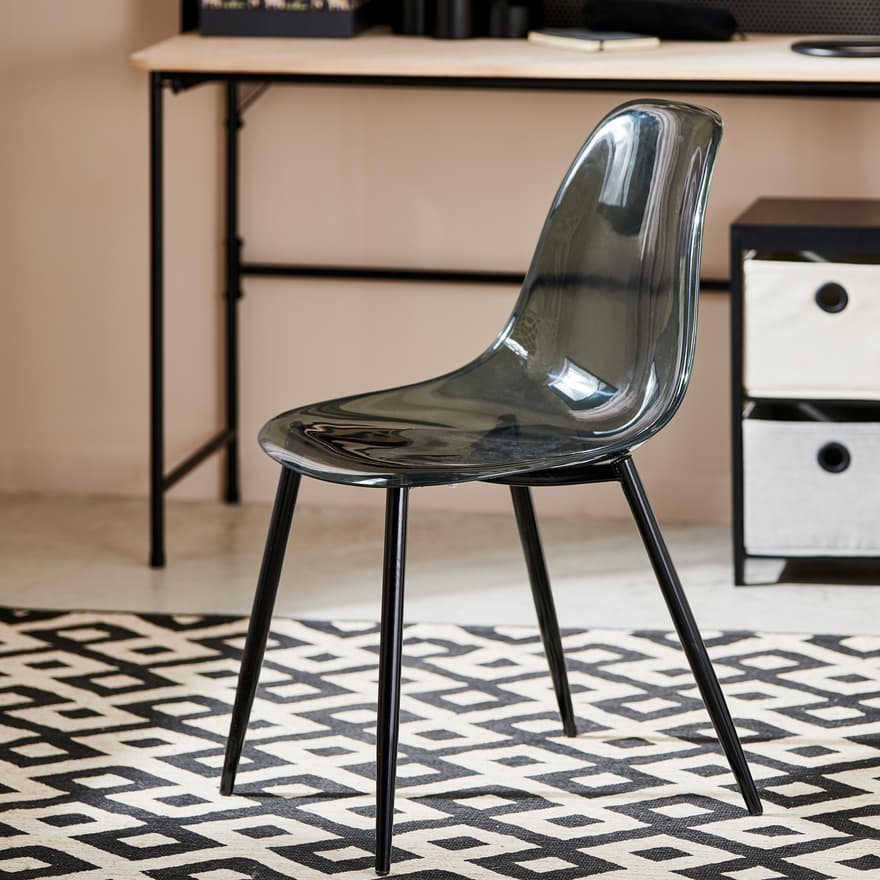 Silla de comedor negra transparente de Casashop