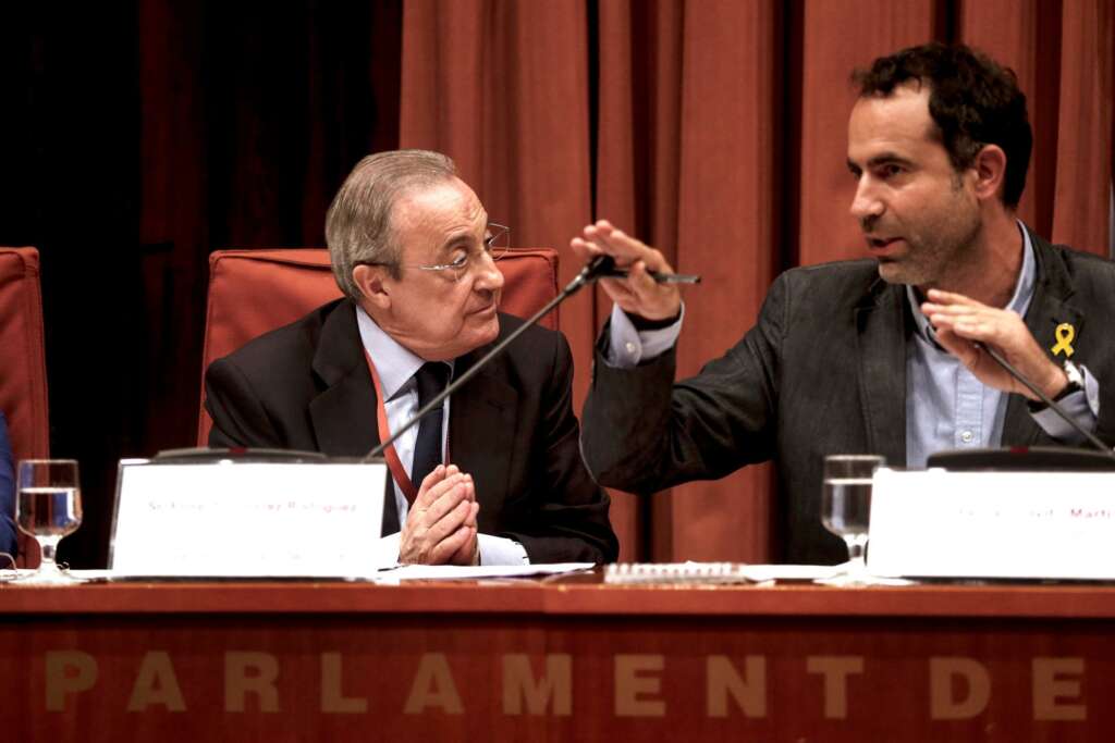 Florentino Perez y Ferran Civit en la comisión de investigación del Castor en el Parlament de Catalunya. EFE / Quique García