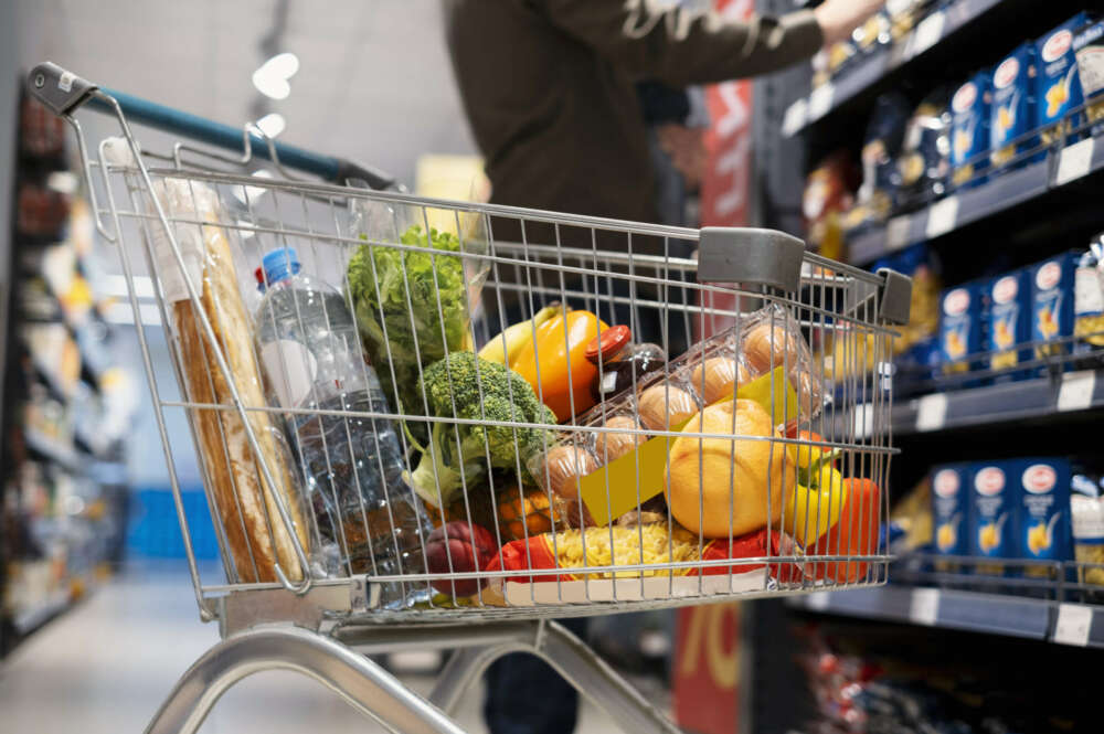 Un carrito de supermercado con varios productos | Foto de Servimedia