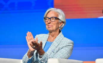 Marrakesh (Morocco), 10/10/2023.- European Central Bank President Christine Lagarde participates in the symposium 'Facing the Great Systemic Shocks: How to Foster Stability in Movement?' on the second day of the annual meetings of the IMF and the World Bank Group in Marrakesh, Morocco, 10 October 2023. This year's annual meetings, held from 09 to 15 October 2023, are joined by central bankers, ministers of finance and development, parliamentarians, private sector executives, representatives from civil society organizations and academics. (Marruecos) EFE/EPA/JALAL MORCHIDI