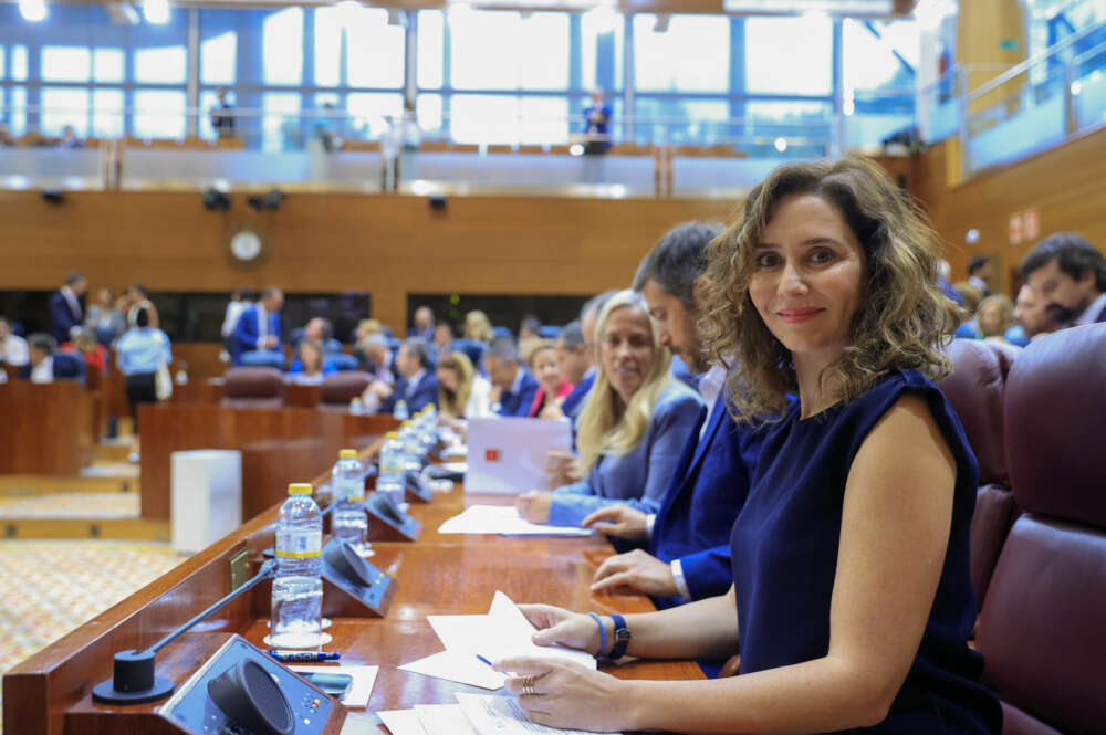 MADRID, 21/09/2023.- La presidenta de la Comunidad de Madrid, Isabel díaz Ayuso, durante la sesión control al Gobierno en la Asamblea de Madrid, este jueves, en Madrid. EFE/ Zipi