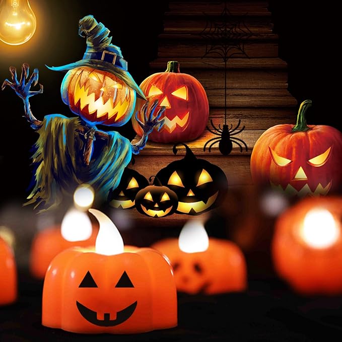 Las velas artificiales con forma de calabaza de Amazon