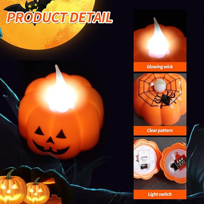 Las velas artificiales con forma de calabaza de Amazon