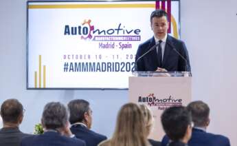 El Ministro de Industria, Comercio y Turismo en funciones, Héctor Gómez, en su intervención durante la inauguración del 'Automotive Meetings Madrid'