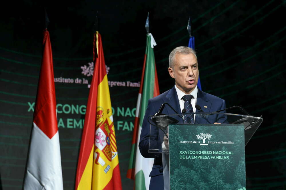 El Lehendakari Íñigo Urkullu, el lunes en la inauguración del XXVI Congreso de la Empresa Familiar, en Bilbao.