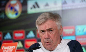 Carlo Ancelotti durante una rueda de prensa con el Real Madrid