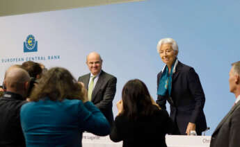 Christine Lagarde y Luis de Guindos, en el Banco Central Europeo. Foto Banco Centra Europeo