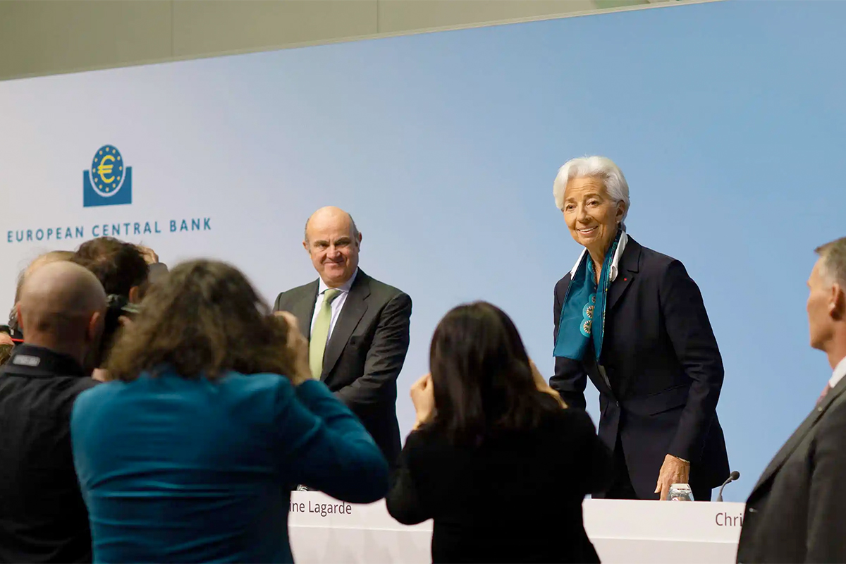 Christine Lagarde y Luis de Guindos, en el Banco Central Europeo. Foto Banco Centra Europeo