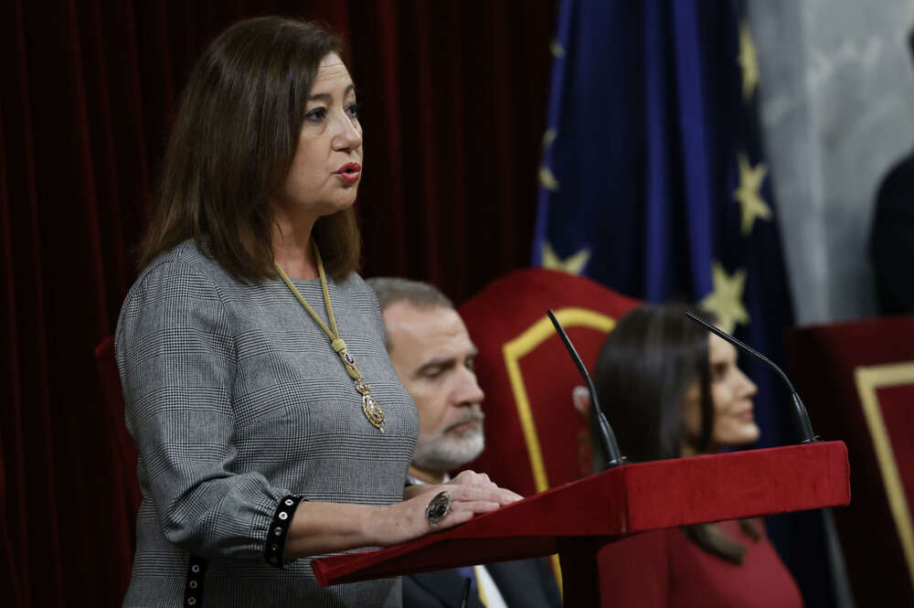 La presidenta del Congreso de los Diputados Francina Armengol interviene en la solemne apertura de la XV Legislatura. EFE/ Chema Moya