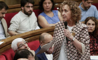 GRAFCAT1549. BARCELONA, 14/06/2023.- La nueva consellera de Territorio, Ester Capella, durante el pleno del Parlament en el que el Govern se somete a una nueva sesión de control. EFE/Quique García