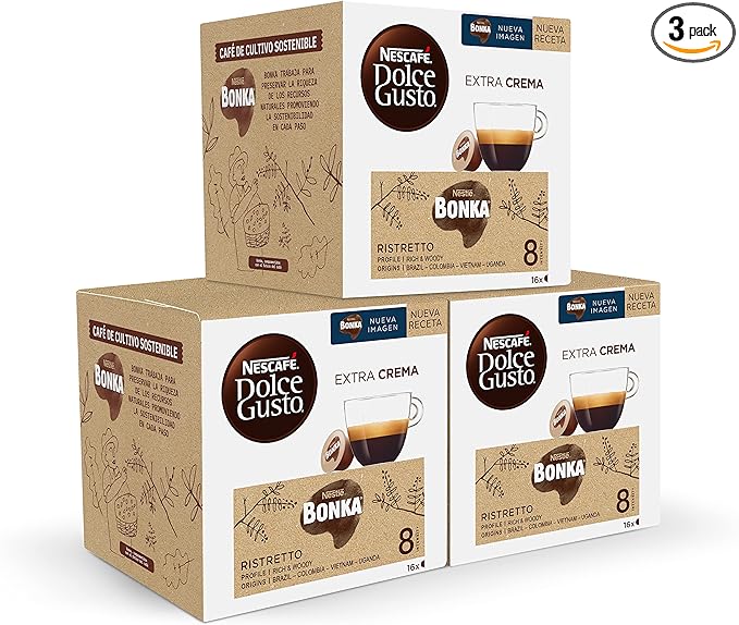 Tres cajas de las cápsulas de café de Dolce Gusto