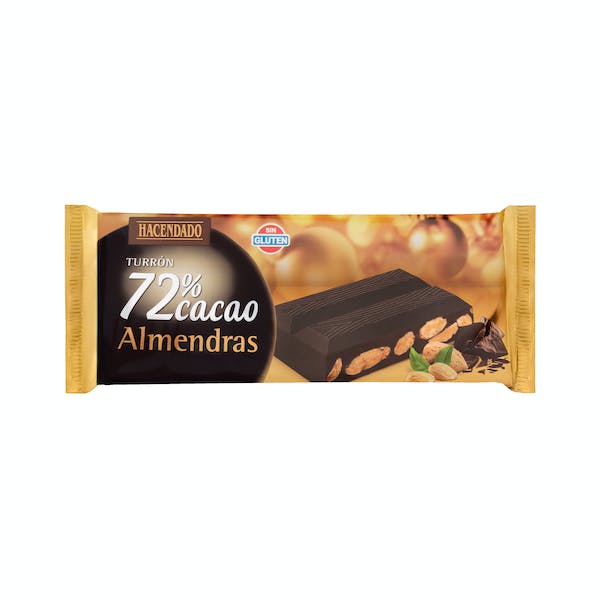 Una tableta del turrón de chocolate negro con almendras de Mercadona