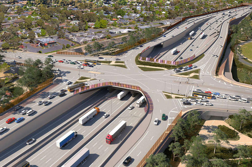 Recreación del proyecto de mejora de la autopista M80. Foto Gobierno de Victoria