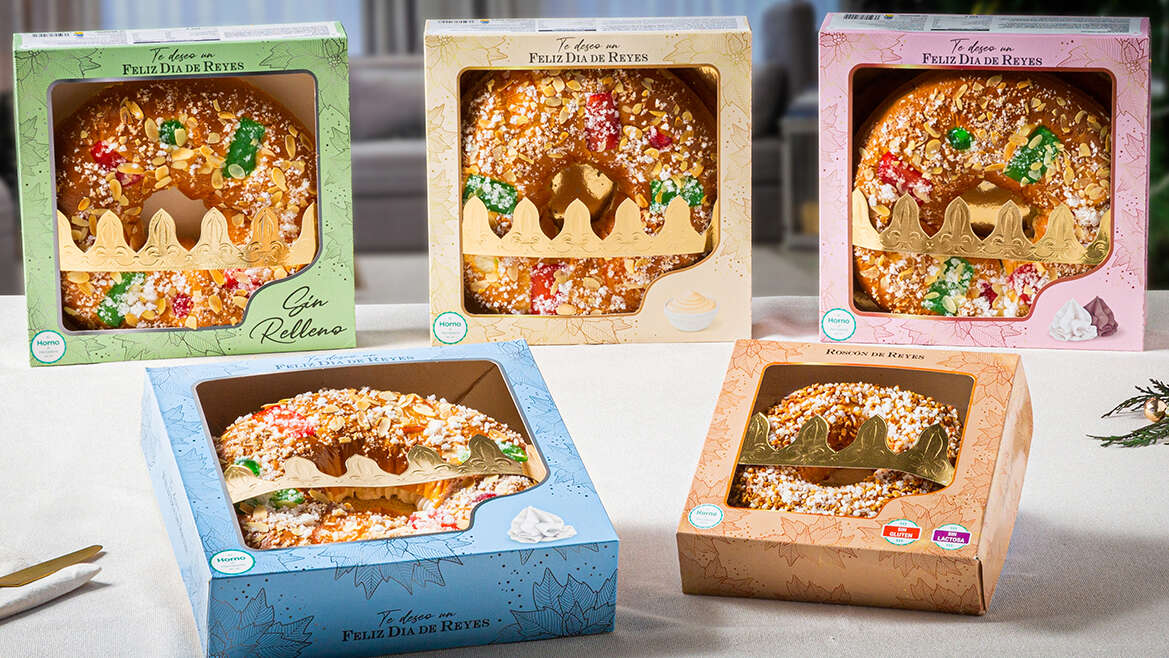 La variedad de roscones de Reyes de Mercadona en cinco cajas diferentes