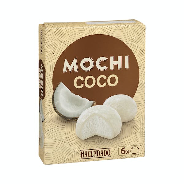 Una caja de mochis de Mercadona sabor Coco.