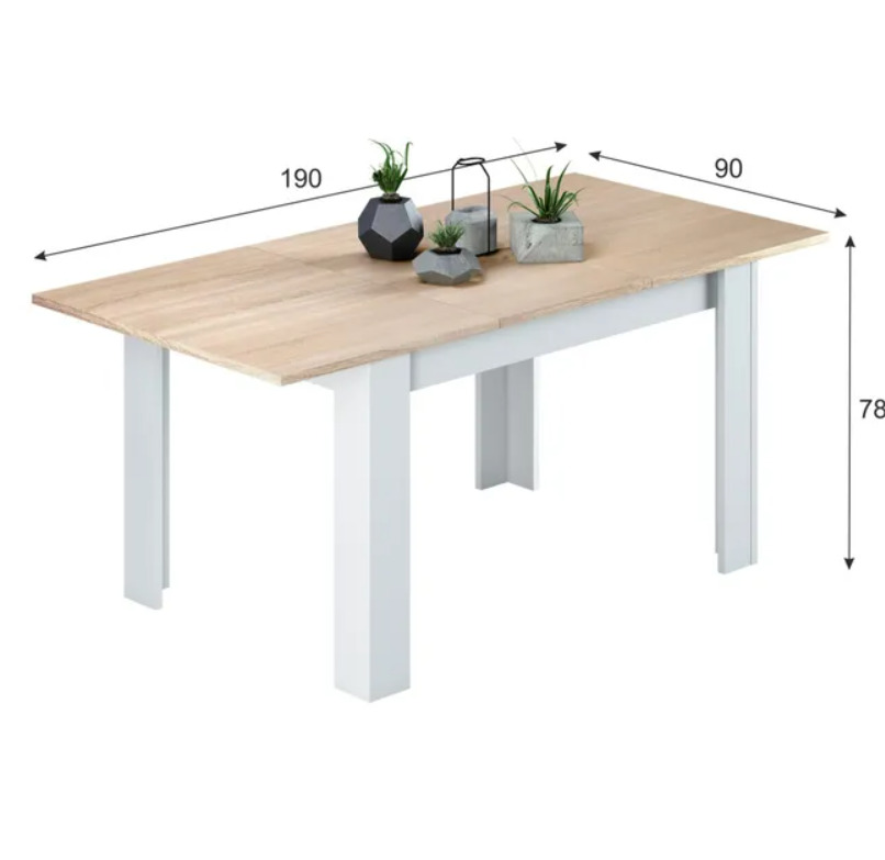 La mesa de Leroy Merlín adaptable en color blanco y madera