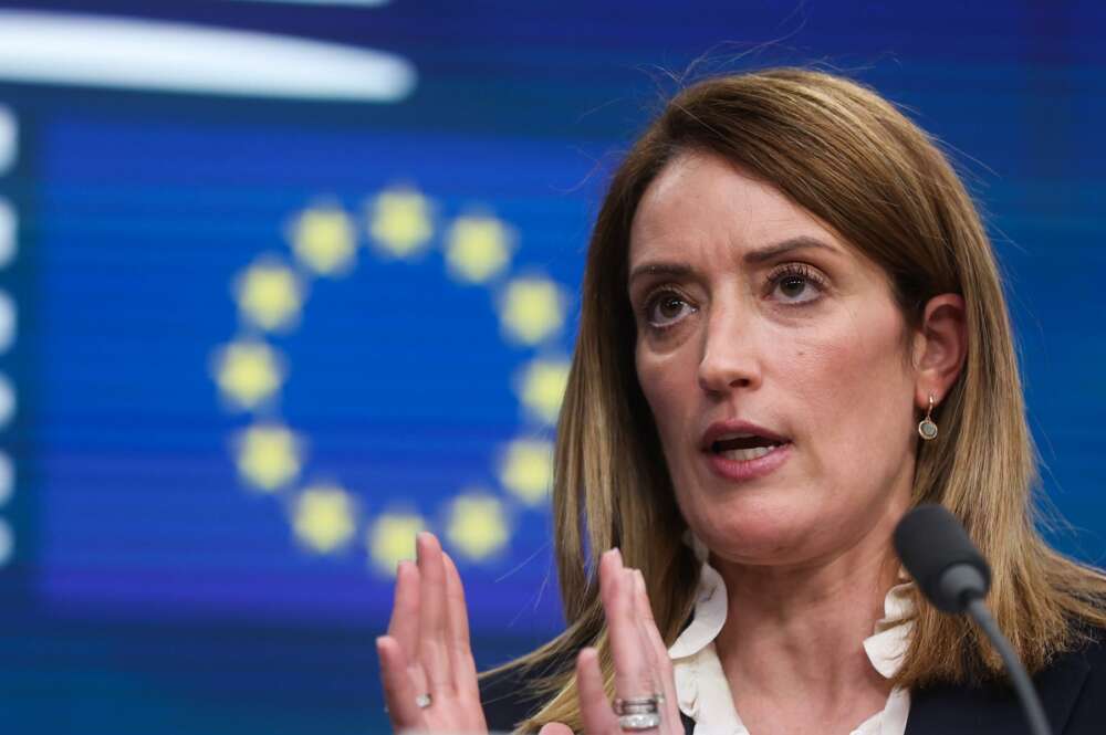 La presidenta del Parlamento Europeo, Roberta Metsola, Foto: EFE/EPA/OLIVIER HOSLET