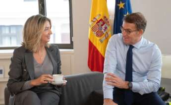 El presidente del PP, Alberto Núñez Feijóo, y la portavoz en el Senado, Alicia García | Foto del Partido Popular