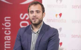 Alberto Escribando durante la entrevista en Servimedia | Foto de Jorge Villa