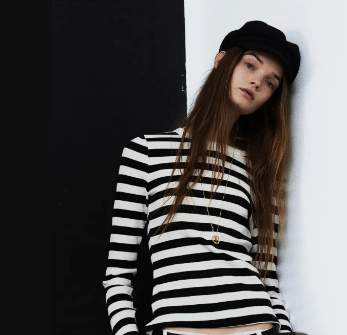 Las camisetas de manga larga de H&M: camiseta en punto de canalé