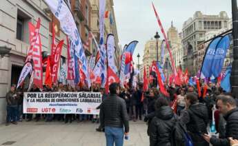 Manifestación de los empleados de la banca en Madrid. Patronales @Alejandro_MDV