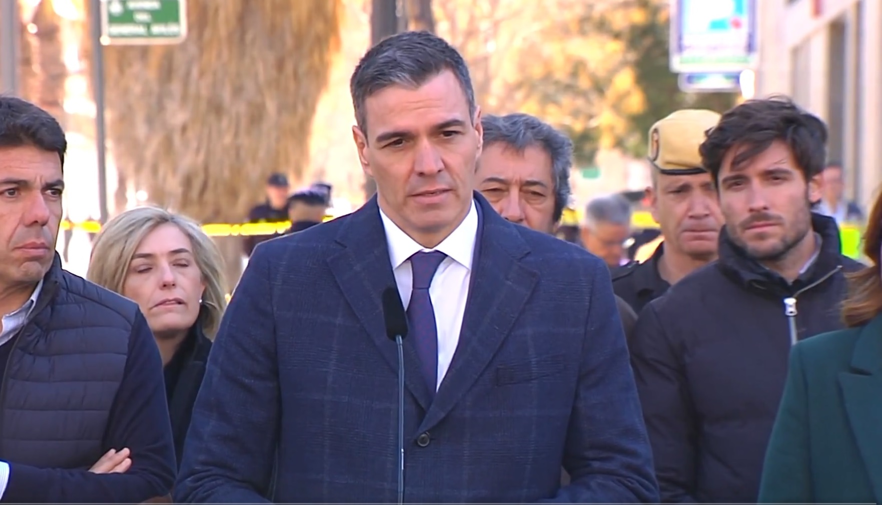 Pedro Sánchez en sus declaraciones en Valencia. Foto: Servimedia