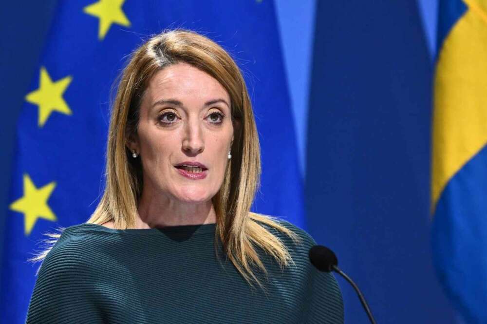 La presidenta del Parlamento Europeo, Roberta Metsola, Foto: EFE/EPA/OLIVIER HOSLET