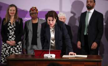 La coportavoz de la Ejecutiva de Izquierda Unida Amanda Meyer. Foto: EFE.