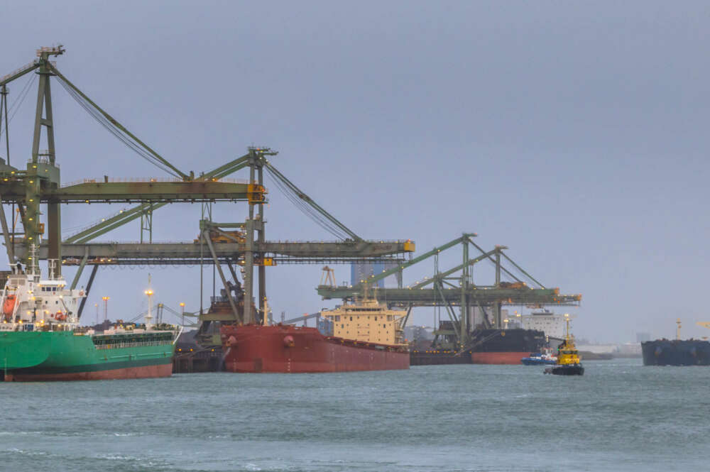 Buques de graneleros náuticos en el puerto