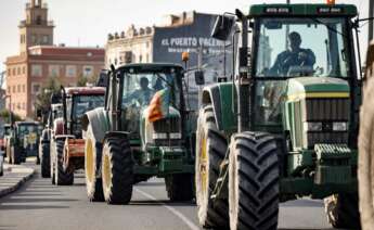 Cientos de tractores entran en València para concentrarse en el Puerto en la tercera protesta conjunta de las principales organizaciones agrarias. EFE/Biel Aliño