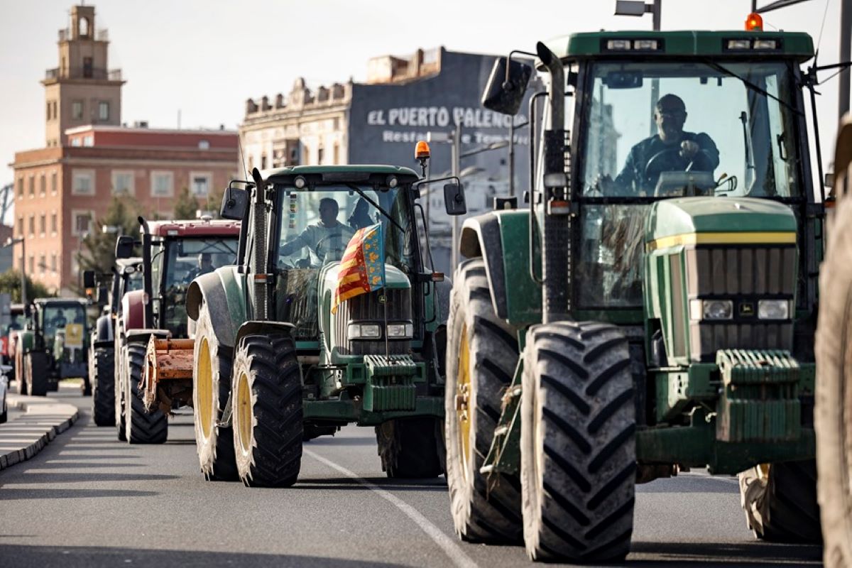 Cientos de tractores entran en València para concentrarse en el Puerto en la tercera protesta conjunta de las principales organizaciones agrarias. EFE/Biel Aliño