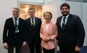 De Andrés, Feijóo, Von der Leyen y López Miras en el Congreso del PPE en Bucarest | Foto de Tarek/PP