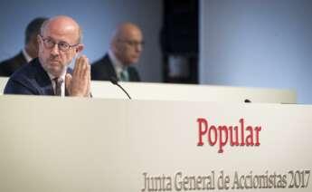 Emilio Saracho, expresidente de Banco Popular, en la Junta de Accionistas de 2017. EFE