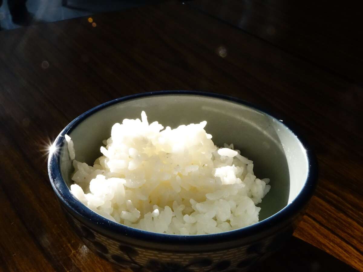 Un plato de arroz blanco
