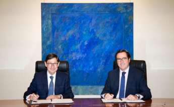 El presidente de CaixaBank, José Ignacio Goirigolzarri, y el presidente de la CEOE, Antonio Garamendi. Foto: Caixabank.
