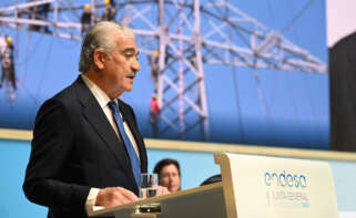 El consejero delegado de Endesa, José Bogas, en su discurso la junta general de accionistas de la empresa de abril. Foto: Endesa