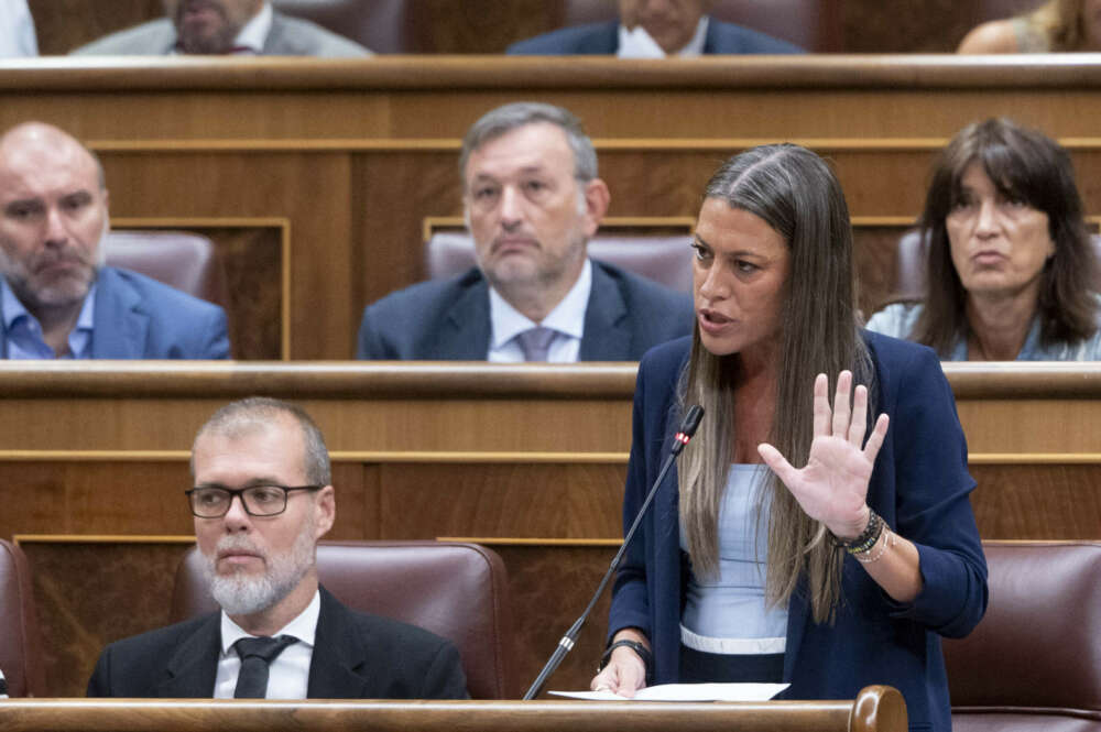 La portavoz de Junts en el Congreso, Miriam Nogueras, interviene durante una sesión de control al Gobierno, en el Congreso de los Diputados, a 11 de septiembre de 2024, en Madrid (España). La financiación singular para Cataluña pactada entre el PSC y ERC es uno de los temas clave de hoy de la primera sesión de control al Gobierno en el Congreso tras el periodo vacacional, con varias preguntas de PP y Junts a ministros del Gobierno. Alberto Ortega / Europa Press 11 SEPTIEMBRE 2024;CONGRESO;GOBIERNO;PRESUPUESTO;CONGRESO_;CONGRESO DIPUTADOS 11/9/2024