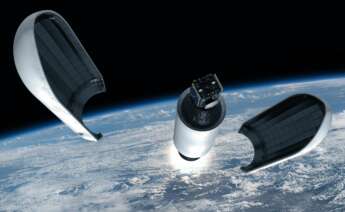 Simulación en la que el satélite de la misión Hera es lanzado al espacio. Foto: ESA.