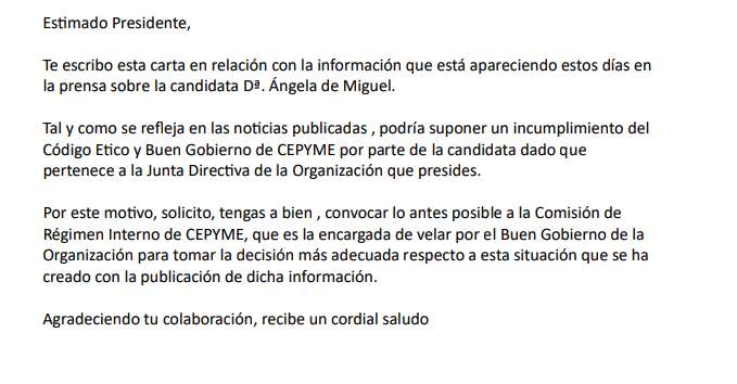 Extracto de un escrito a Cepyme 