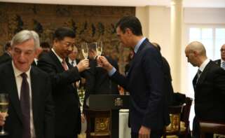 El presidente del Gobierno, Pedro Sánchez, durante un almuerzo oficial con el presidente de China, Xi Jinping, en imagen de archivo.