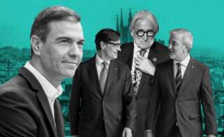Pedro Sánchez, Salvador Illa, Josep Sánchez Llibre y Jaume Collboni