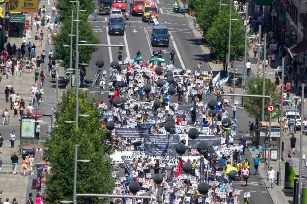 Manifestación convocada por el colectivo J2 en la Gran Vía de Madrid