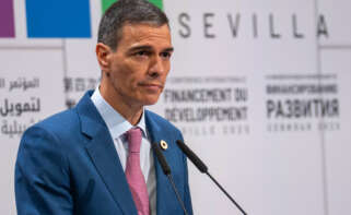 El presidente del Gobierno, Pedro Sánchez, durante la IV Conferencia Internacional sobre la Financiación para el Desarrollo de la ONU.
