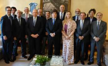 Javier Milei en un encuentro con empresarios en Madrid