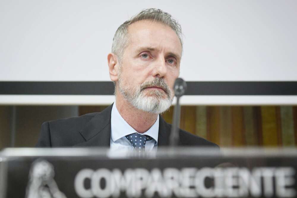 El presidente ejecutivo de Telefónica, Marc Murtra, durante su comparecencia ante la Comisión Mixta de Seguridad Nacional en el Congreso de los Diputados