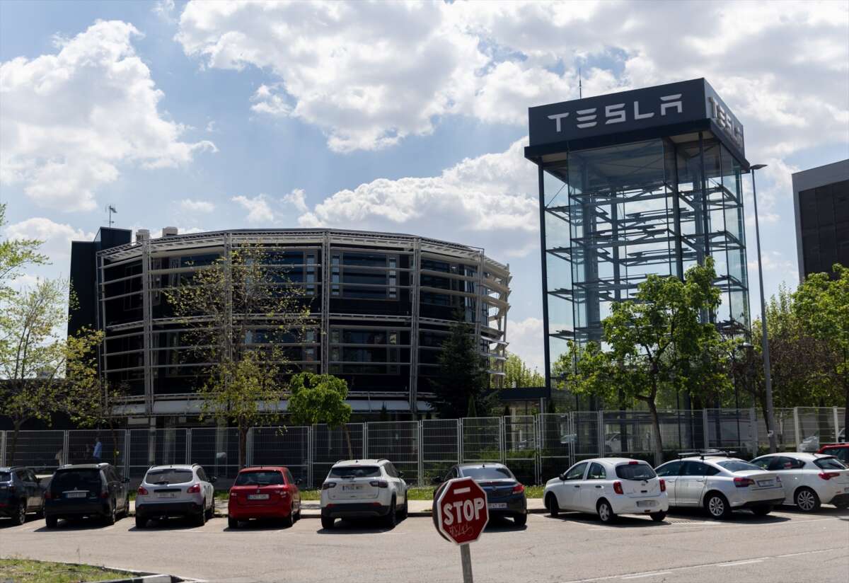 Fachada de la sede madrileña de Tesla. Eduardo Parra / Europa Press
