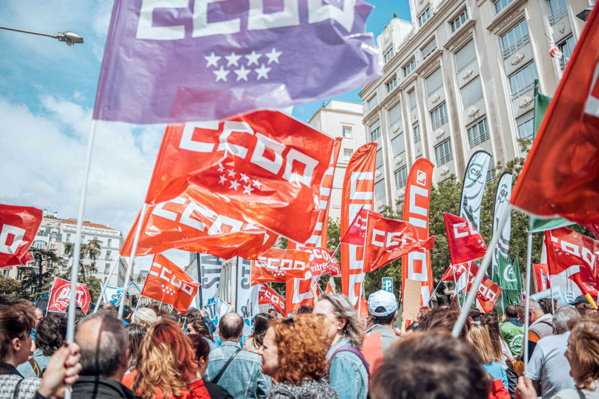 Funcionarios de la Administración de Justicia durante una protesta frente al Congreso de los Diputados.